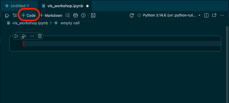 Jupyter - create first code block