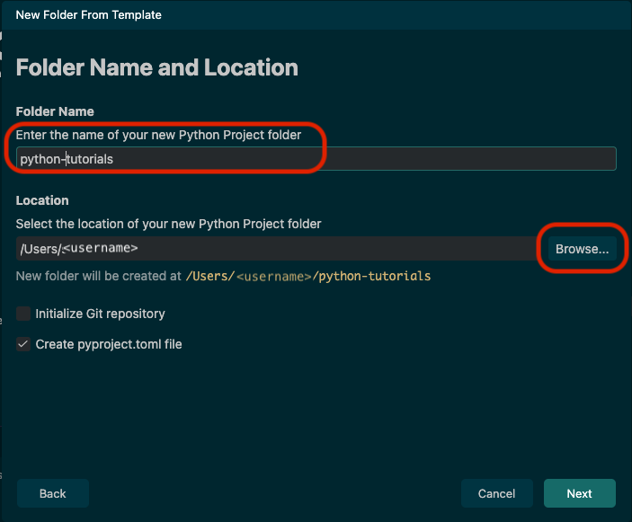Positron enter Python folder informtion