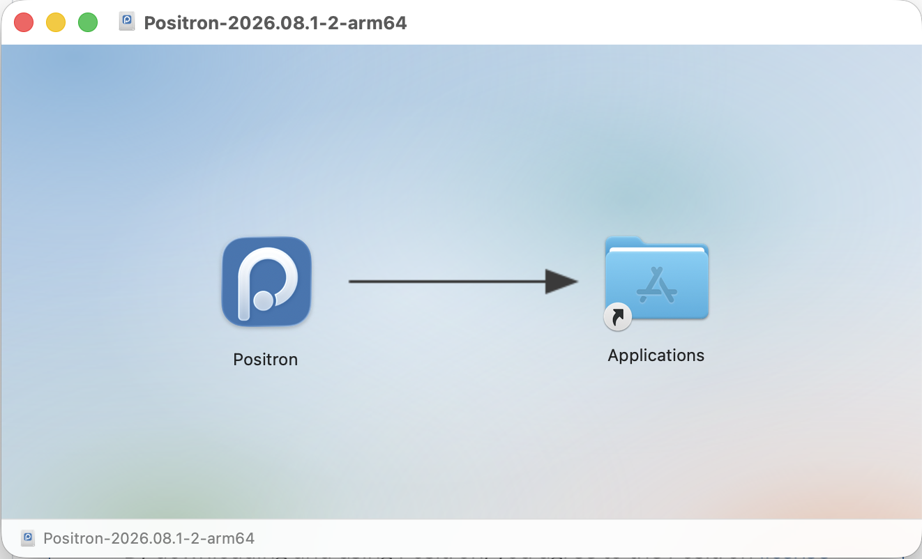 Positron installer window