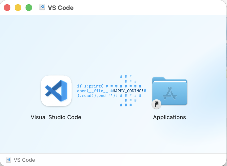 Screenshot of VSCode installer - drag and drop!