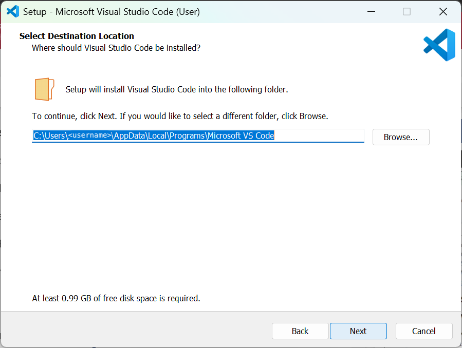 Windows choose install loc